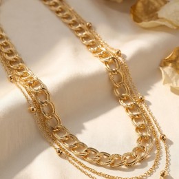 Gold Renk Pirinç Zincir Model Kombin Kadın Kolye