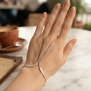 Gold Renk Pirinç Zirkon Taşlı Baget Model Şahmeran