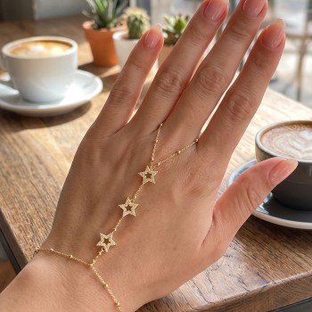Gold Renk Pirinç Zirkon Taşlı Yıldız Model Şahmeran