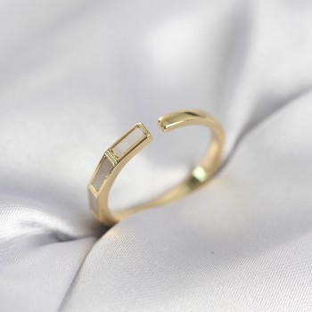 Gold Renk Sedefli Çubuk Model Kadın Yüzük