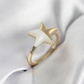 Gold Renk Sedefli Yıldız Model Kadın Yüzük