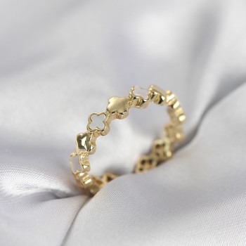 Gold Renk Sedefli Yonca Model Kadın Yüzük