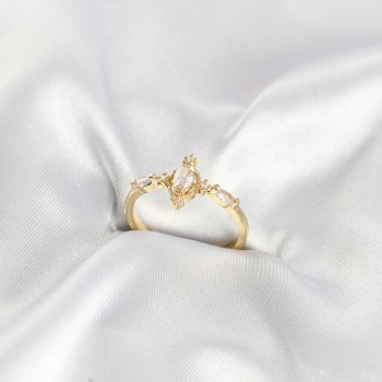 Gold Renk Vintage Model Zirkon Taşlı Yüzük