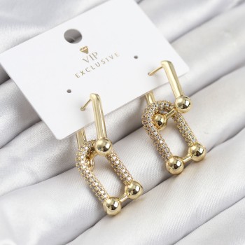 Gold Renk VIP Seri Tifani Zirkon Taşlı Kadın Küpe