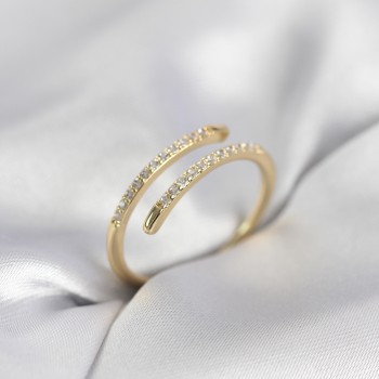 Gold Renk Yılan Kuyruk Model Zirkon Taşlı Kadın Yüzük