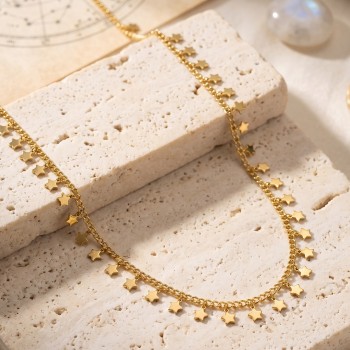 Gold Renk Yıldız Pul Model 60 cm Kadın Kolye