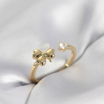 Gold Renk Yonca Model Sedefli Kadın Yüzük