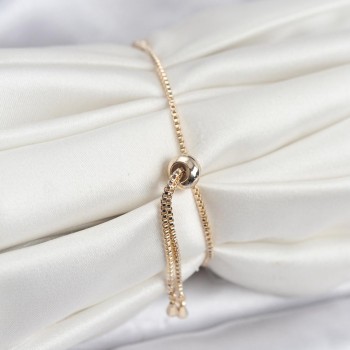 Gold Renk Yonca Model Zirkon Taşlı Asansörlü Kadın Bileklik