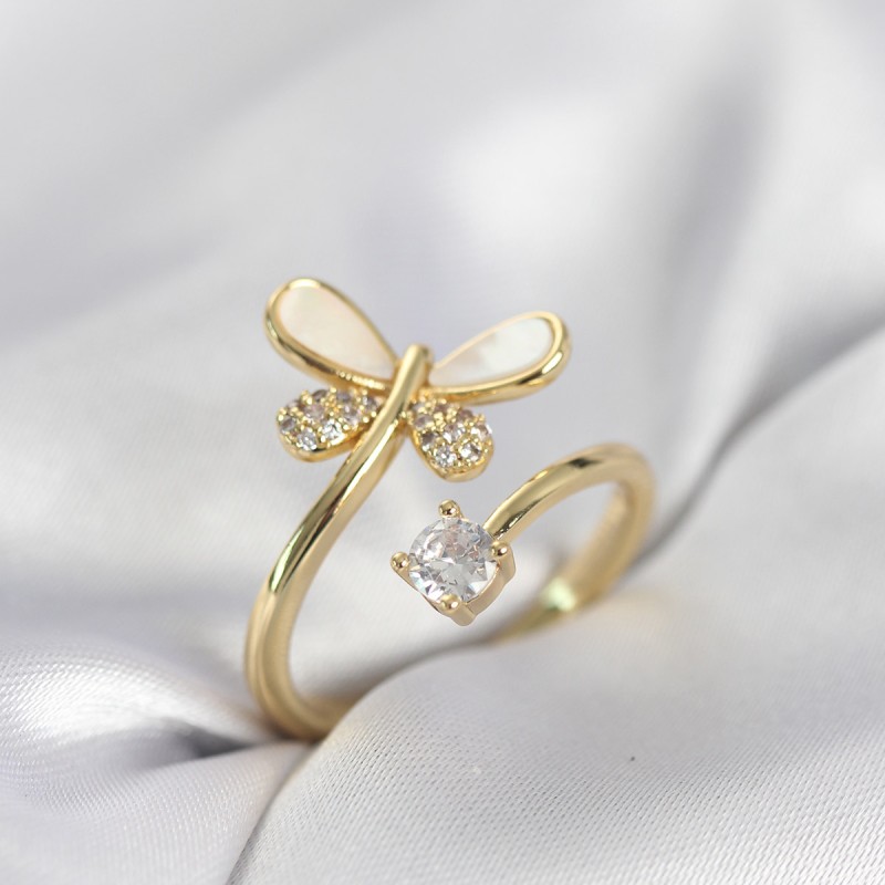 Gold Renk Yusufçuk Model Zirkon Taşlı Kadın Yüzük