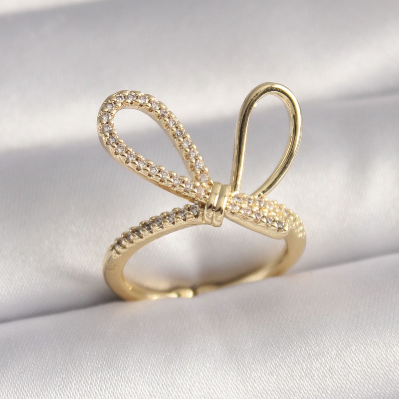 Gold Renk Zirkon Taşlı Düğüm Model Kadın Yüzük