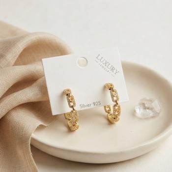 Gold Renk Zirkon Taşlı Messika Model Halka Kadın Küpe