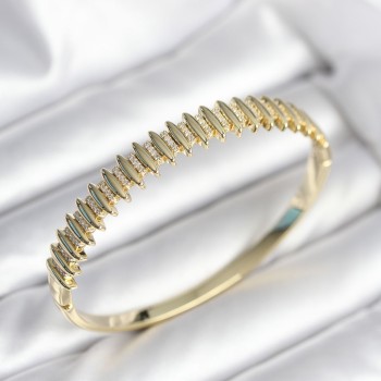 Gold Renk Zirkon Taşlı Pirinç Kadın Kelepçe