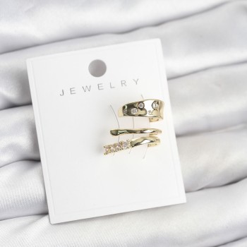 Gold Renk Zirkon Taşlı Pirinç Kıkırdak Küpe