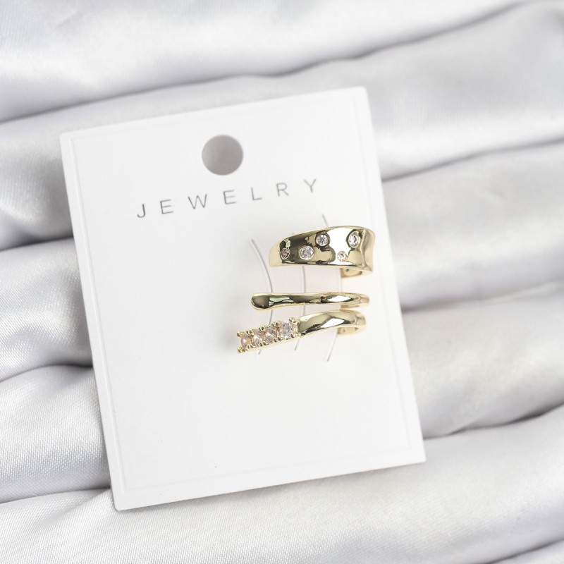 Gold Renk Zirkon Taşlı Pirinç Kıkırdak Küpe