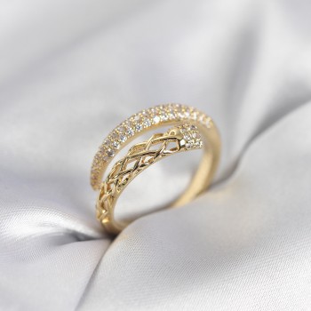 Gold Renk Zirkon Taşlı Sarmal Kadın Yüzük