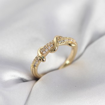 Gold Renk Zirkon Taşlı Sarmal Yılan Model Kadın Yüzük