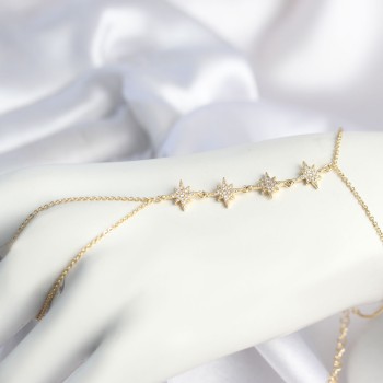 Gold Renk Zirkon Taşlı Sıralı Kutup Yıldızı Model Şahmeran
