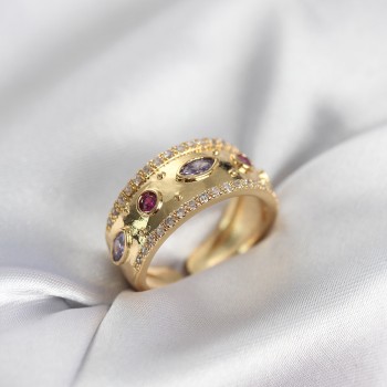 Gold Renk Zirkon Taşlı Vintage Kadın Yüzük