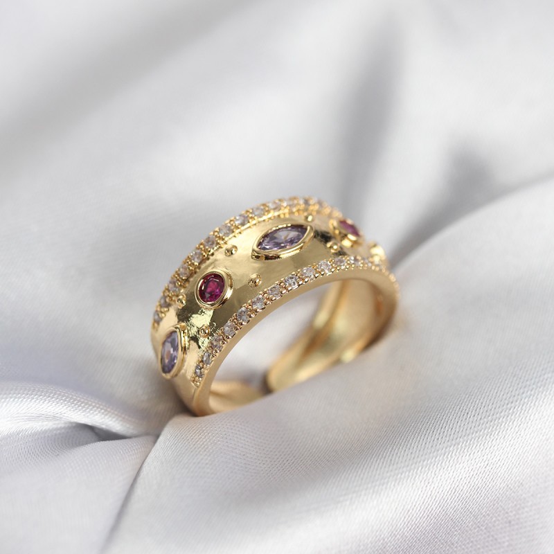 Gold Renk Zirkon Taşlı Vintage Kadın Yüzük