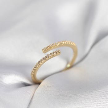 Gold Renk Zirkon Taşlı Yılan Tarz Kadın Yüzük