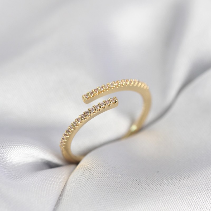 Gold Renk Zirkon Taşlı Yılan Tarz Kadın Yüzük