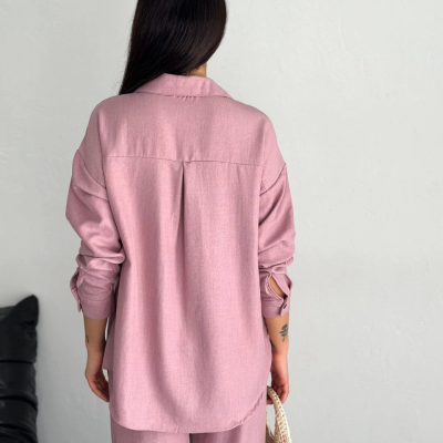 Gömlek Pantolon ikili Takım - Toz Pembe -