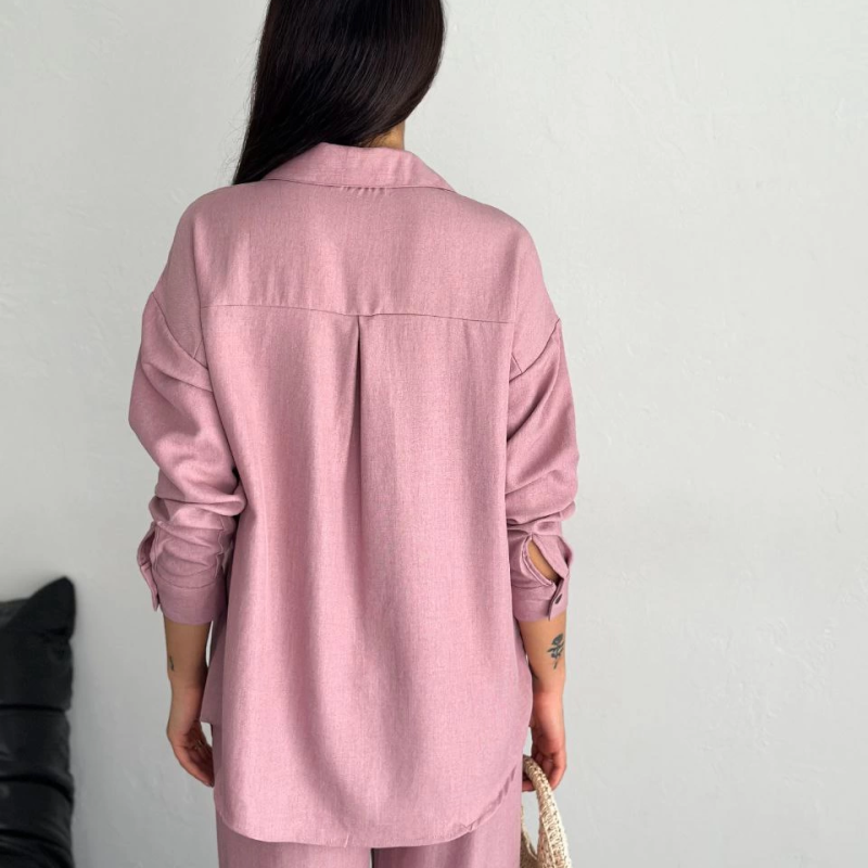 Gömlek Pantolon ikili Takım - Toz Pembe -