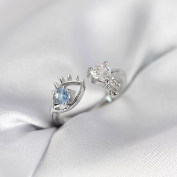 Gözyaşı Model Gümüş Renk Zirkon Taşlı Kadın Yüzük