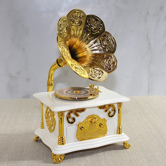 Gramofon Müzik Kutusu Beyaz 