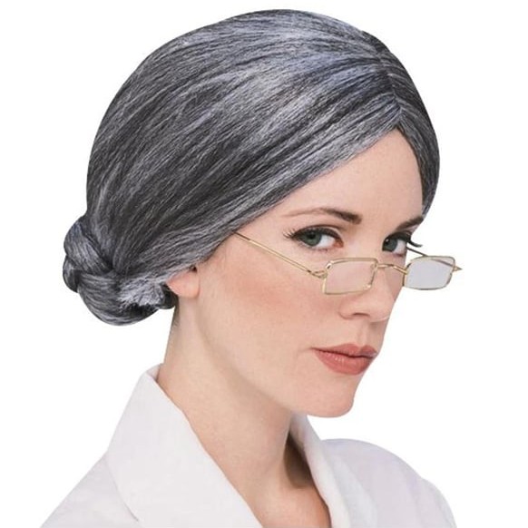 Gri Yaşlı Peruğu çocuk yetişkin uyumlu