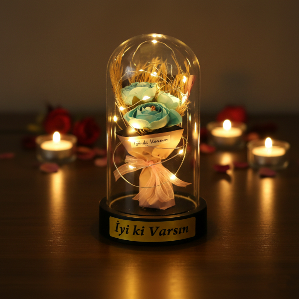 Gül Buketi Ledli Fanus 