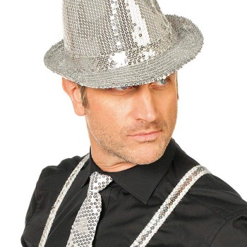 Gümüş Payetli Fötr Şapka Yetişkin Boy
