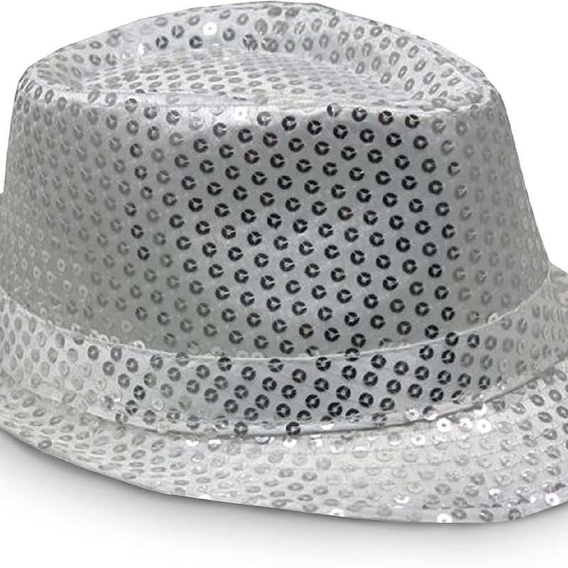 Gümüş Payetli Fötr Şapka Yetişkin Boy