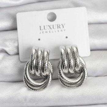 Gümüş Renk Halka Modelli Pirinç Kadın Küpe