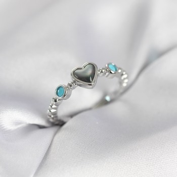 Gümüş Renk Hematit Taşlı Kadın Yüzük