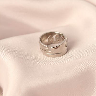 Gümüş Renk Metal Taşlı Model Ayarlanabilir Kadın Yüzük