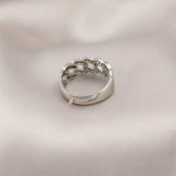 Gümüş Renk Metal Zincir Model Taşlı Kadın Yüzük