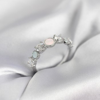 Gümüş Renk Minimal Plaka ve Zirkon Taşlı Kadın Yüzük