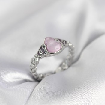 Gümüş Renk Pembe Damla Model Kadın Yüzük