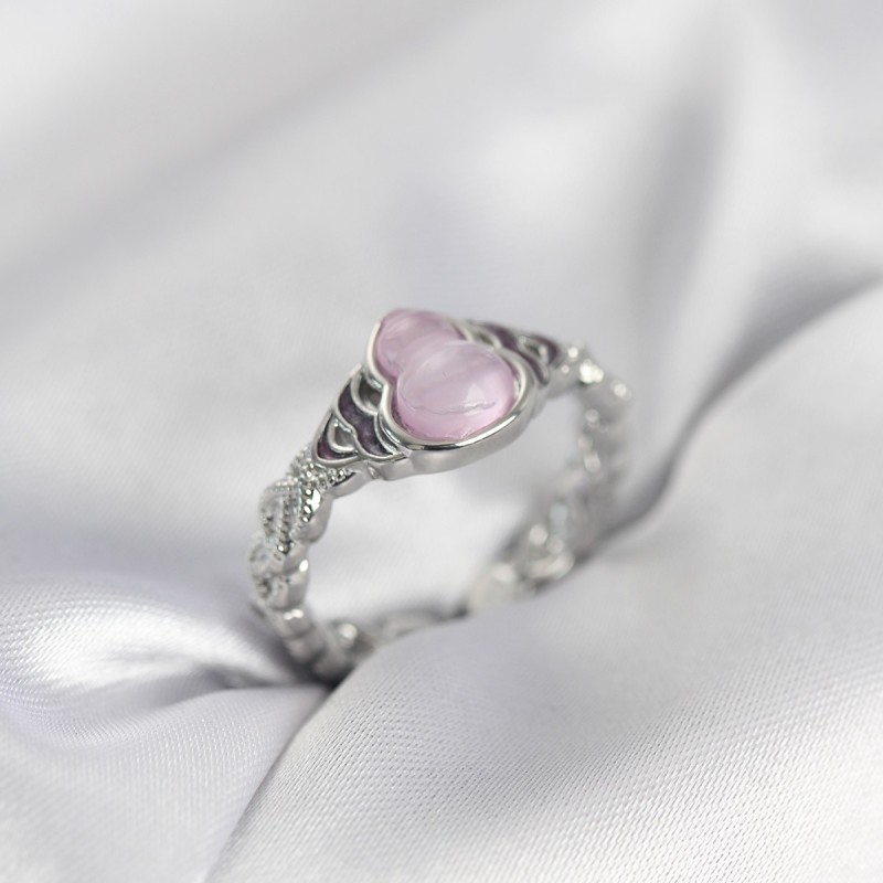 Gümüş Renk Pembe Damla Model Kadın Yüzük