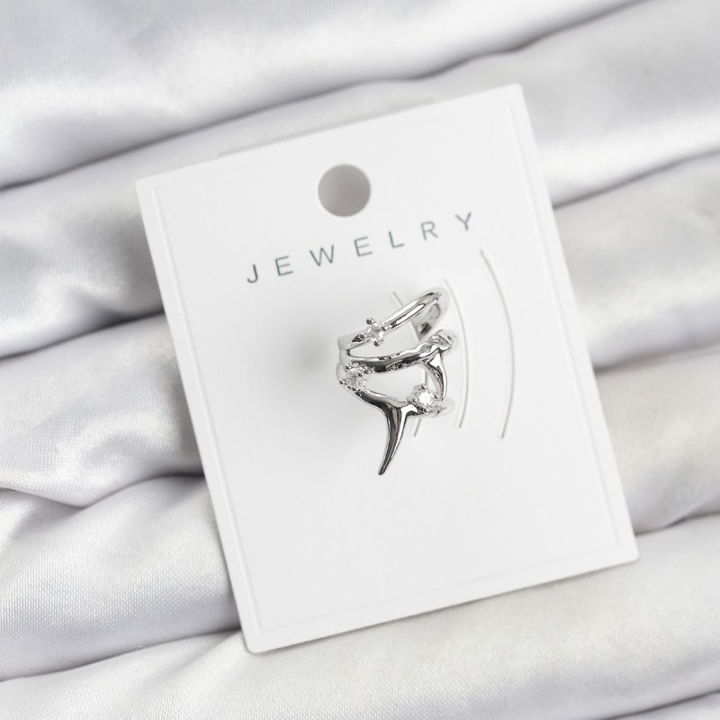 Gümüş Renk Pirinç Diken Model Kıkırdak Earcuff Küpe