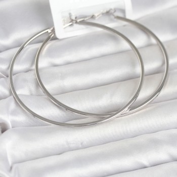 Gümüş Renk Pirinç Köşeli Kenar Halka 72 mm Kadın Küpe