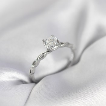 Gümüş Renk Sarmal Zincir Model Tek Taş Model Zirkon Taşlı Kadın Yüzük