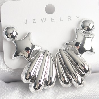 Gümüş Renk Yıldız Deniz Kabuğu Model CCB Plastik Kadın Küpe Seti