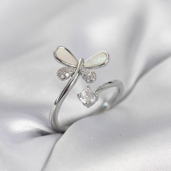 Gümüş Renk Yusufçuk Model Zirkon Taşlı Kadın Yüzük