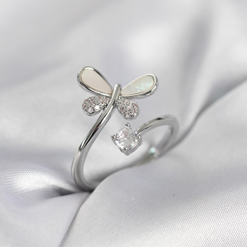 Gümüş Renk Yusufçuk Model Zirkon Taşlı Kadın Yüzük