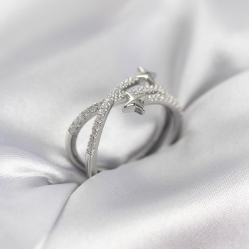 Gümüş Renk Zirkon Taşlı Halley Model Kadın Yüzük