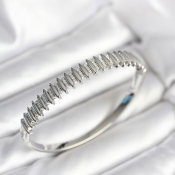 Gümüş Renk Zirkon Taşlı Pirinç Kadın Kelepçe