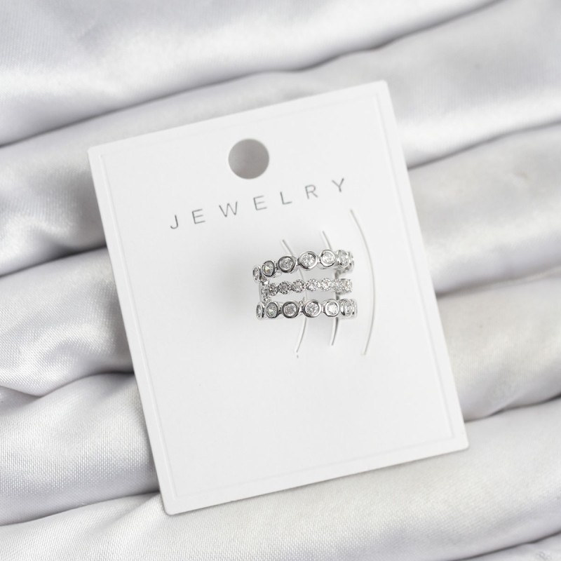 Gümüş Renk Zirkon Taşlı Pirinç Kıkırdak Earcuff Küpe