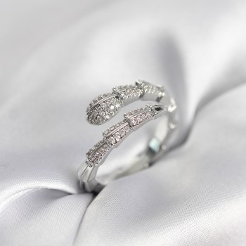 Gümüş Renk Zirkon Taşlı Yılan Model Kadın Yüzük